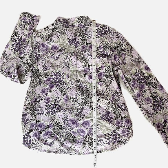 GAP Kids Girl’s Purple Floral Button Down Top - Size Small - Picture 6 of 8